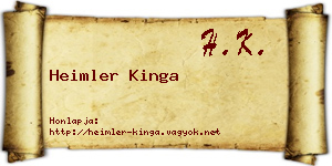 Heimler Kinga névjegykártya